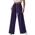 thumbnail image 3 of PWPSG High Waist Drawstring Pleated Wide Leg Casual Pants, Breathable Comfort Trousers for Daily Commute & Trendy Work Outfits Purple XXL, 3 of 5