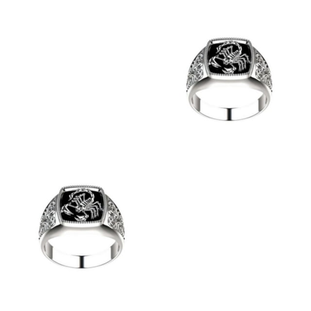 Sonducket Anillo de escorpión punk único de plata para hombres Adecuado para diferentes ocasiones Anillos de aleación simples y únicos para Plata Talla 9 2piezas