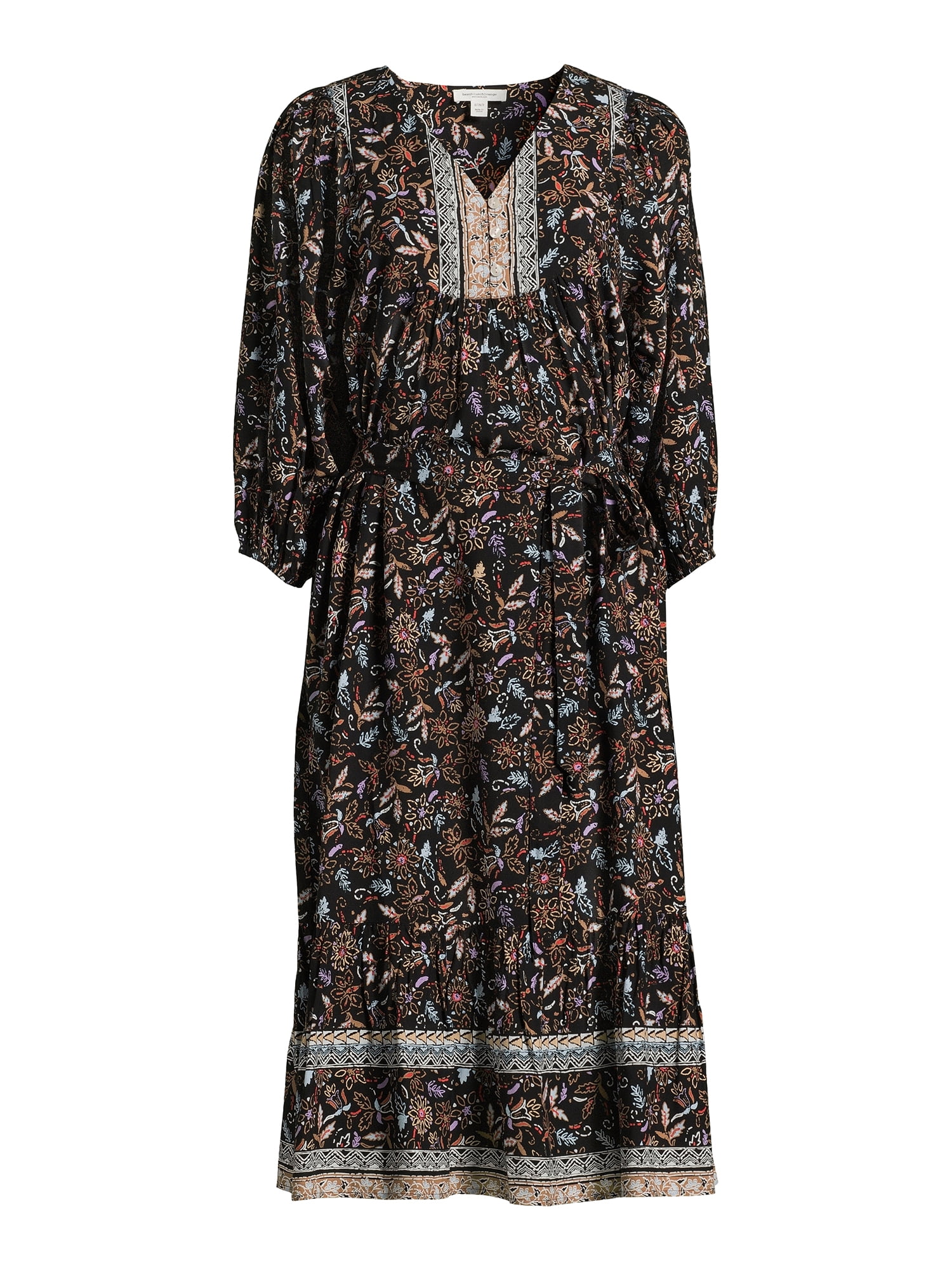 beachlunchlounge Women's Puff Sleeve Midi Dress