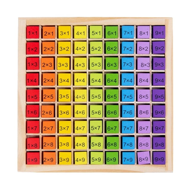 Bandeja de madera para tablas de multiplicar, juguetes matemáticos, regalo para niños 99 colorido