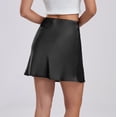thumbnail image 6 of Bibifish Womens Straight Skirts Satin Elastic High Waist Solid Mini A Line Skirts Zipper Daily Casual Street Comfortable Skirts, 6 of 8