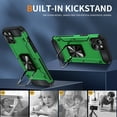 thumbnail image 2 of Sturdy 360 Rotatable Kickstand Back Case for iPhone 14, Luxury Ultra Slim Shockproof Armor Durable Heavy Duty Protective Hard Phone Case Cover for iPhone 14, Green, 2 of 7
