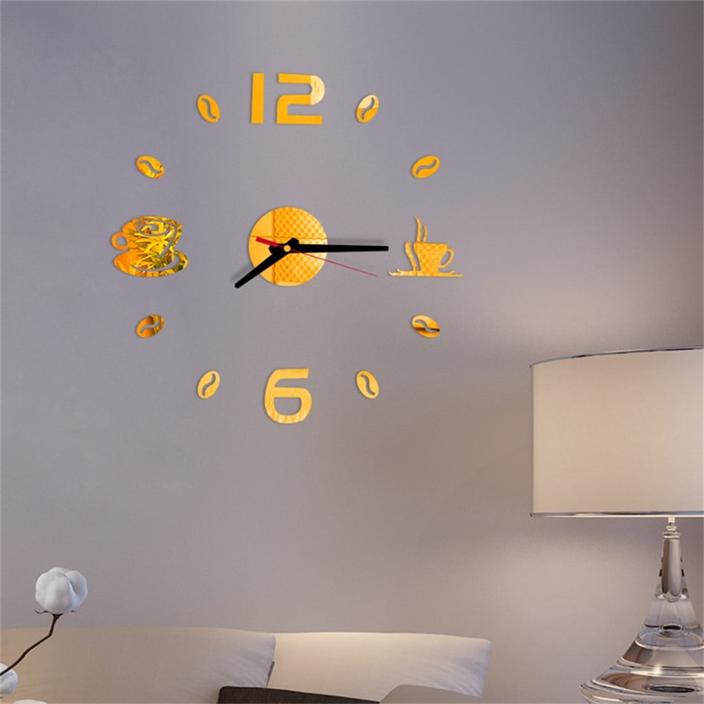 3D DIY Roman Numbers Acrylic Mirror Wall Sticker Clock Home Decor Mural Decal US 