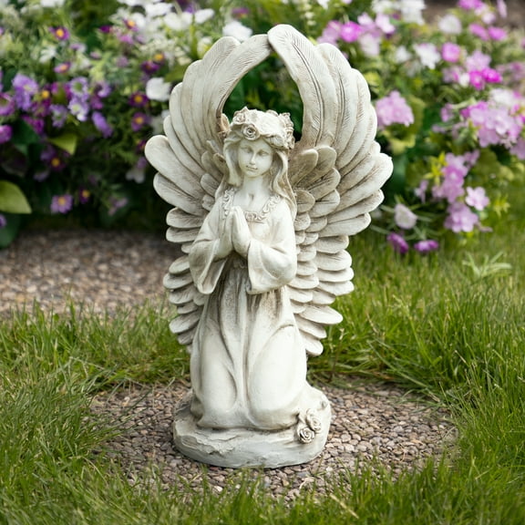 15.25" Angel Kneeling in Prayer Outdoor Garden Statue