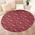 thumbnail image 4 of Red Christmas Snowflake Pattern Round Blanket,Comfortable Soft Flannel Throw Blanket,All Season,Warm Lightweight Blankets for Sofa Bed Couch Living Room Chair 47"x47", 4 of 5
