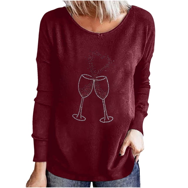 Camiseta de mujer Camisetas divertidas lindas de manga larga de otoño Camiseta Hearth Love Camiseta de regalo Tops Blusa Regalo para parejas Pompotops gfhjh15618