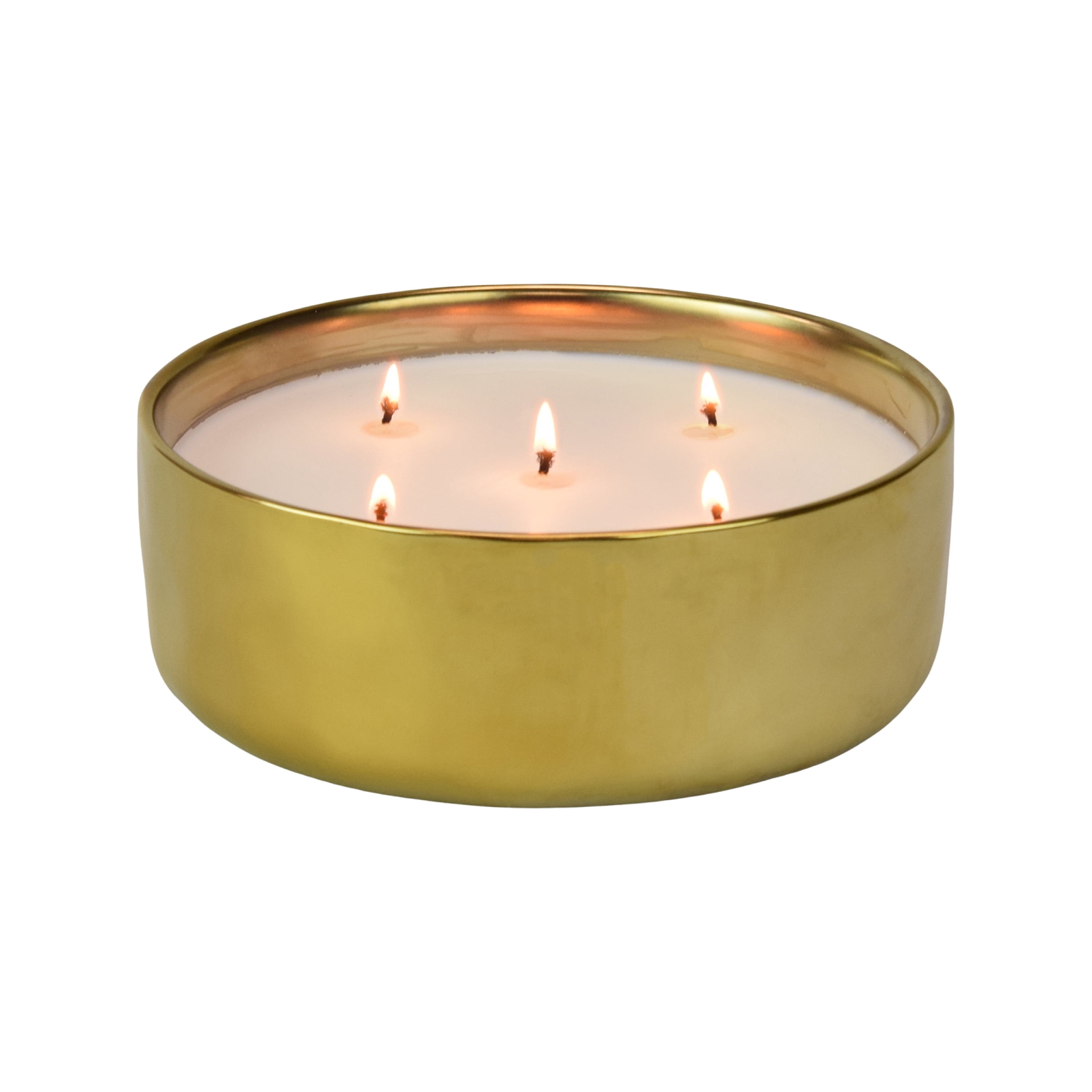 Home Décor Collections 43.7oz Spiced Vanilla & Tabac Scented 5-Wick Gold Glazed Ceramic Candle