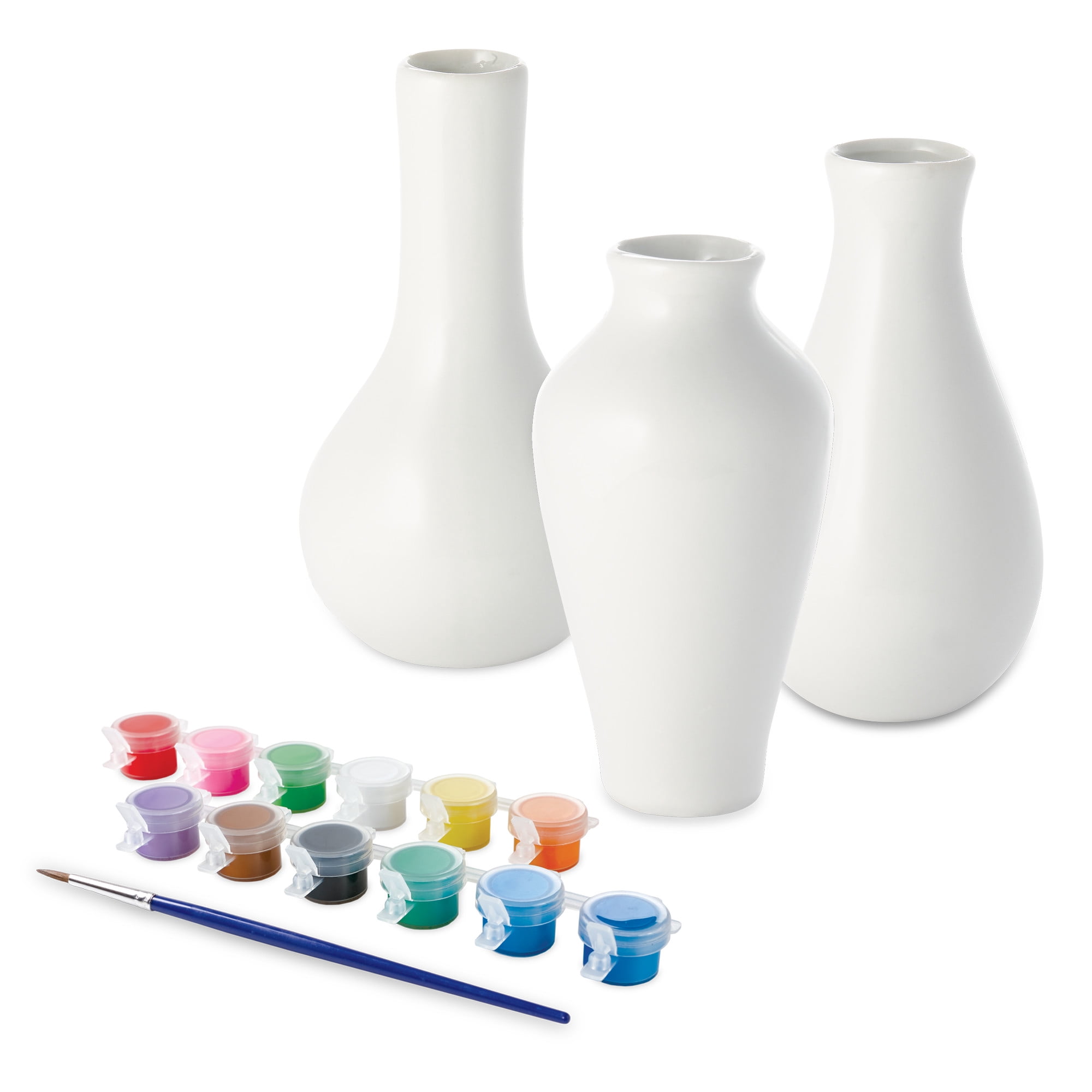 MindWare Paint Your Own Porcelain Vases, DIY Porcelain Vases Set of 3 for Kids