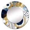 thumbnail image 2 of Designart "Abstract Pattern with Blue and Golden Textures IV" Abstract Rund Mirror For Wall Decor - Large Blue Round Printed Mirror - Traditional Round Mirror 36" x 36" Inch, 2 of 5