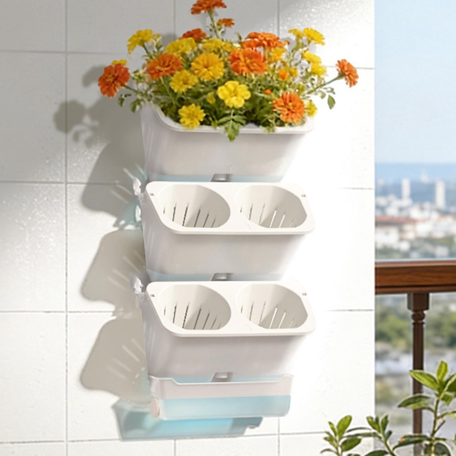 Wall Mounted Self Watering Planter for Indoor and Balcony Gardening, Vertical Flower Pot with Water Reservoir for Plants and Vegetables, Space Saving Planting System for Small Spaces and Apartments