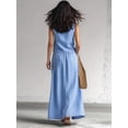 thumbnail image 5 of Summer Skirt Sets Women 2 Piece Outfits Sleeveless Top Elastic Waist Maxi Dress Sets with Pockets Blue XL, 5 of 7