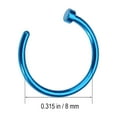 thumbnail image 5 of Guyelim Nose Ring 2 pcs Unisex Surgical Titanium Steel Open Nose Ring Nose Piercing Stud 8mm (Blue), 5 of 9
