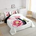 thumbnail image 3 of Castle Fairy Pink Fashion Queen Comforter Set,Romantic Flower Peony Bedding Comforter Set, 3 of 8