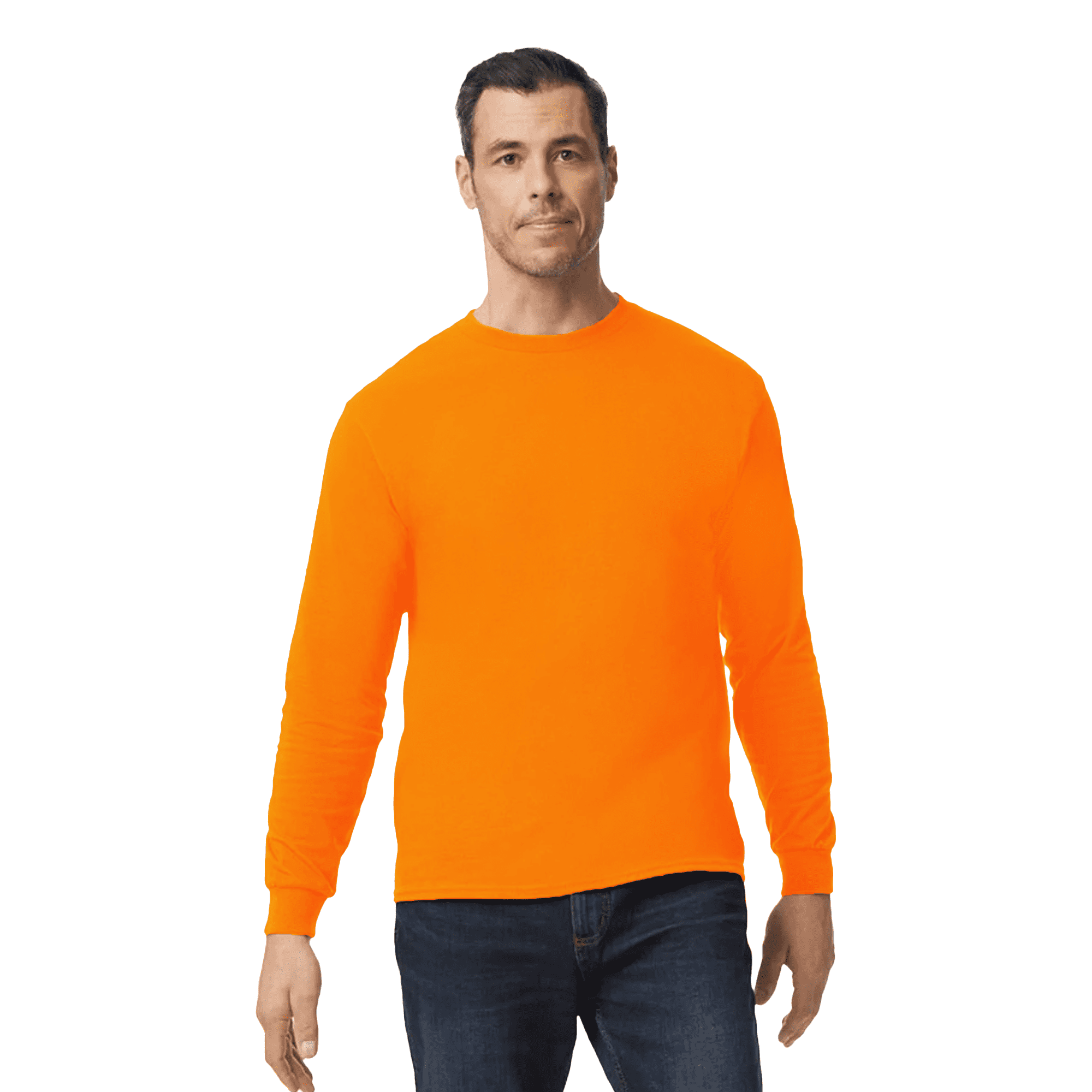 Gildan Heavy Cotton Long Sleeve T-Shirt for Men, Hi Vis Safety