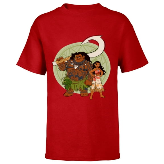 Disney Moana and Maui Best Friends Adventure Together - Short Sleeve T-Shirt for Kids - Customized-Red