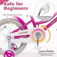 thumbnail image 5 of Costway 16" Kids Bicycle with Basket Doll Seat Colorful Streamers Training Wheels Pink, 5 of 11