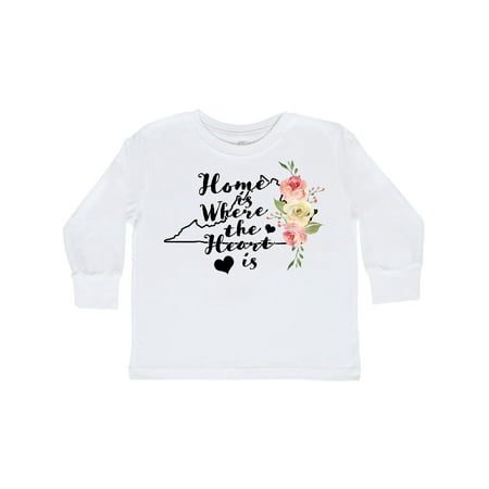 

Inktastic Virginia Home is Where The Heart is with Watercolor Floral Gift Toddler Toddler Girl Long Sleeve T-Shirt