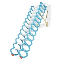 Folding Attic Ladder Wall-mounted Attic Ladder Wall Mounted Ladder Folding Stairs 12 Steps Pull Down Ladder Blue