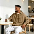 thumbnail image 6 of Nestiefly Hoodie for Men Fleece Long Sleeve Oversize Hooded Sweatshirts Casual Fall Track Pullover with Pocket Camel 2XL, 6 of 9