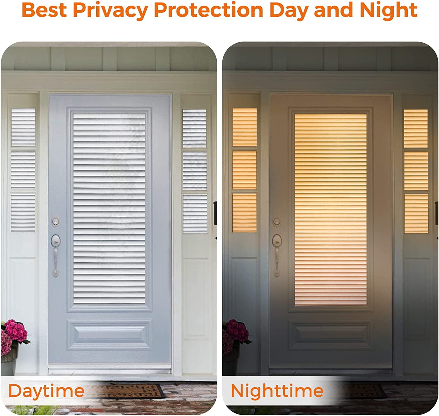 BSHAPPLUS® 17.7"x78.7" Window Privacy Film,Frosted Glass Blackout Window Film,Blinds Pattern Window Sticker