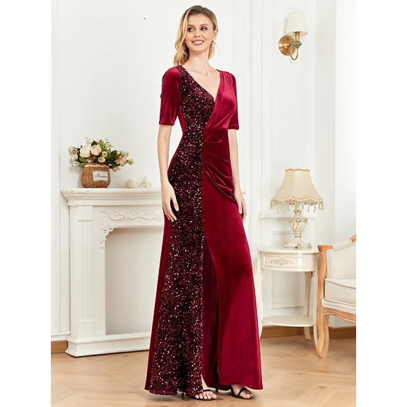 Wedding Dress Wedding Guest Dresses for Women Evening Dress Party Dress sleeveless open-back dress wine ribbon slit dinner dress bridesmaid dress
