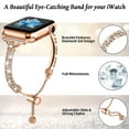 thumbnail image 4 of ELEHOLD Luxury Women Bling Slim Metal Bracelet Strap with Rhinestone Replacement Band Compatible for Apple iWatch Series SE/9/8/7/6/5/4/3/2/1 41/40/38mm,Rosegold, 4 of 6