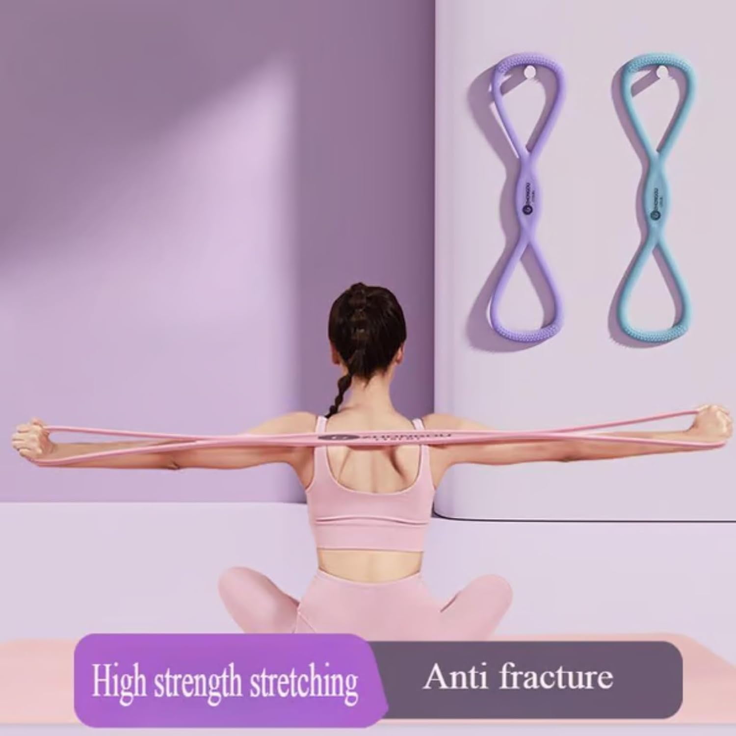 ABCISI Resistance Bands, Figure 8 Resistance Bands for Women Men, Arm & Leg Portable Workout Bands with Handles,15/25/35 Lbs for Full Body Training, Stretching, Pilates, Yoga,Home Fitness(15+25+35-a)