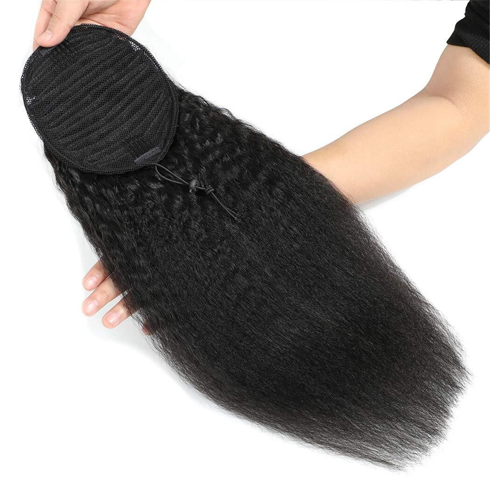 Brazilian Kinky Straight Drawstring Ponytail Human Hair Extensions Remy Pony Tail with Clip