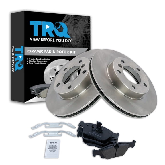 TRQ Front Brake Pad and Rotor Set Ceramic Fits 1998-2000 BMW 323i Z3 2000 323Ci 1998 BMW 328i