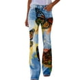 thumbnail image 1 of Gibobby pantalones de maternidad mujer Pantalones de mezclilla acampanados desgastados con corte de bota para mujer Pantalones casuales de mezclilla con estampado floral (Multicolor, M), 1 of 5