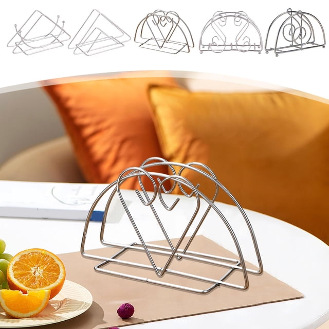 pstuiky Vertical Napkin Holder Stainless Steel Paper Towel Rack Space-Saving Tabletop Organizer 13X7Cm Kitchen Countertop & Dining Table Dispenser for Cocktail & Dinner Napkins, Mail, Bills