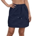 thumbnail image 2 of Cargo Skorts for Women Elastic Drawstring High Waisted Golf Hiking Skirt with 4 Pockets Casual Summer Athletic Skort,Navy,XL, 2 of 10