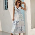 thumbnail image 5 of Lake Life Tree Boat Paddle Lighthouse Fish Pattern Womens Night Club Maxi Dress V Neck Sleeveless Bohemia Long Dresses, 5 of 9