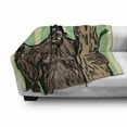thumbnail image 3 of Bigfoot Soft Flannel Fleece Throw Blanket, Sketch of Mysterious Yeti Holding a Tree Trunk on Striped Background Print, Cozy Plush for Indoor and Outdoor Use, 60" x 80", Multicolor, by Ambesonne, 3 of 6