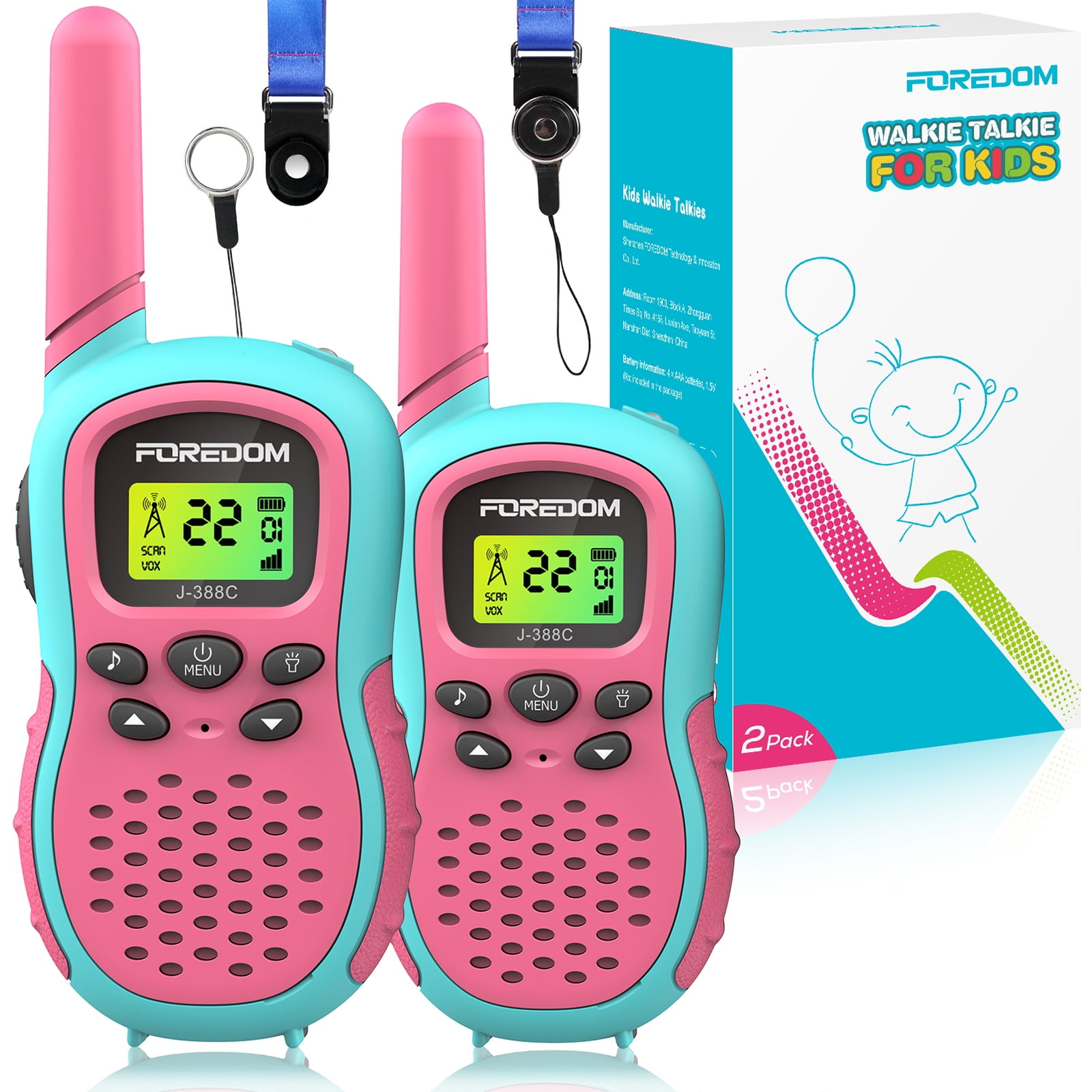 FOREDOM J388C Kids Walkie Talkies for Boys & Girls, Long Range
