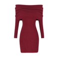 thumbnail image 1 of Vestidos sexys de punto sin espalda para mujer, vestido ajustado Y2k para niñas, estilo coreano suave, informal, cuello oblicuo, ropa de discoteca acogedora, nuevo, otoño, 1 of 4