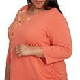 thumbnail image 4 of Alfred Dunner Womens Plus-Size Asymmetric Floral Embroidered Tie Ruching Top, 4 of 4