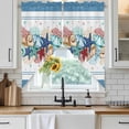 thumbnail image 3 of Swag Valance Curtains for Windows, Green Starfish Summer Light Filtering Kitchen Curtains with Rod Pocket, Ocean Coral Conch Blue Shells Window Treatment Valances for Living Room, 36x63 - 2 PCS, 3 of 9
