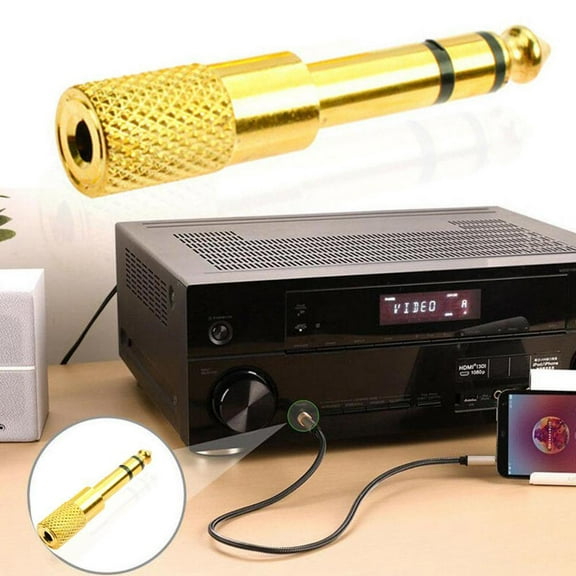 QHUDLV 3.5mm to 6.35mm Adapter,Stereo Headphone Connector,Audio Jack Converter