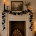 thumbnail image 7 of Halloween Decorations Black Rose Garland, 26 Branches Artificial Flower Vine with Black Roses for Gothic Home Decor, Fireplace Mantel, and Dark Romance Party, D, 7 of 7