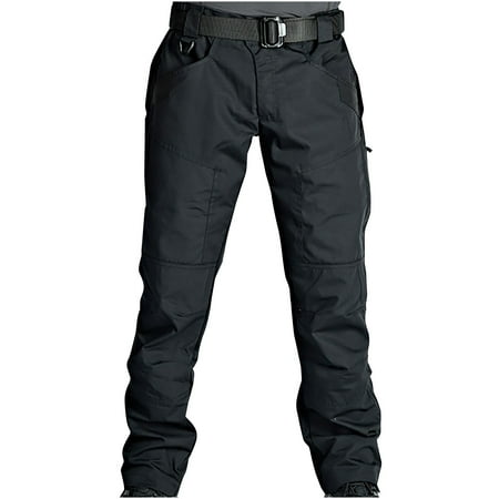 Wyobmus Men s Stretch Hiking Pants Water Resistant Ripstop Camouflage Cargo Pants Lightweight Outdoor Fishing Hunting Utility Pants Not Includ Waistbelt F-Black