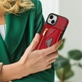 thumbnail image 7 of Dteck Crossbody Wallet Case for iPhone 15 Plus with Card Slots Holder, Magnetic Flip Folio Purse Case, PU Leather Zipper Handbag with Detachable Lanyard Strap for iPhone 15 Plus,Red, 7 of 7