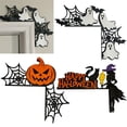 thumbnail image 2 of Halloween door corner wooden pumpkin, black cat themed Halloween decoration, 2 of 8