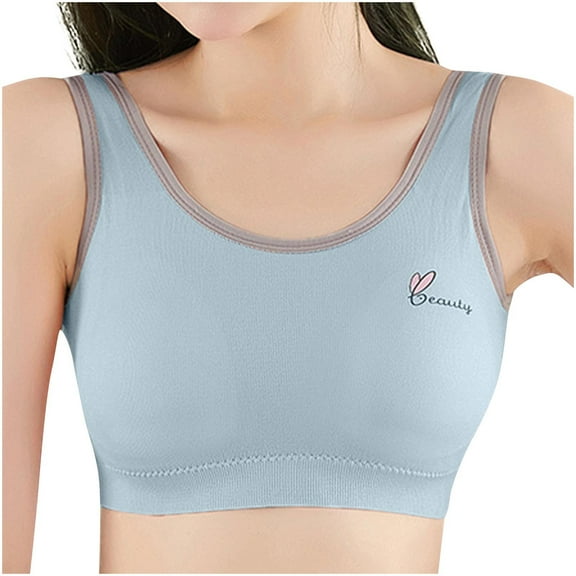 Strapless Bra for Teens Girls' Sports Underwear with Chest Pads Cropped Tank Bra Tween Sports Bra Blue One Size