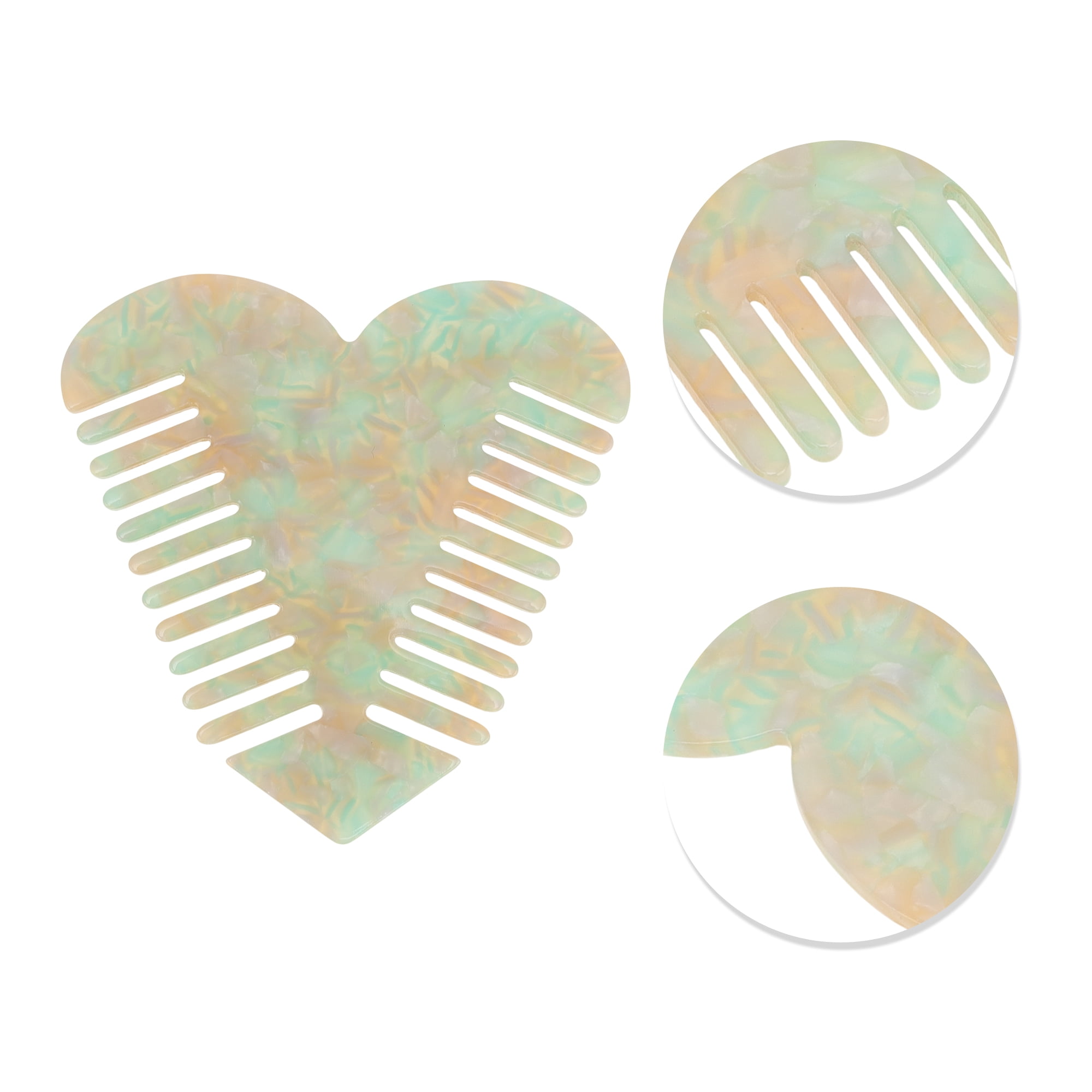 Unique Bargains 1 Pc Heart Shaped Hair Comb for Effortless Hair Care Styling Light Green