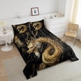 thumbnail image 4 of Erosebridal Ensembles de Couette Dragon Magique Taille Grand, Couette Noire et Dorée, Réversible 3 Pcs, 4 of 7