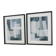 A&B Home Geometric Shapes Framed Wall Art - Set of 2 - 20.5"W x 24.5"H x 1.5?L - Black Frame - Blue