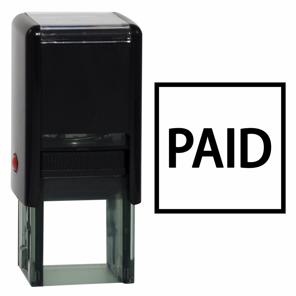 Square PAID Self Inking Rubber Stamp (Black Ink)