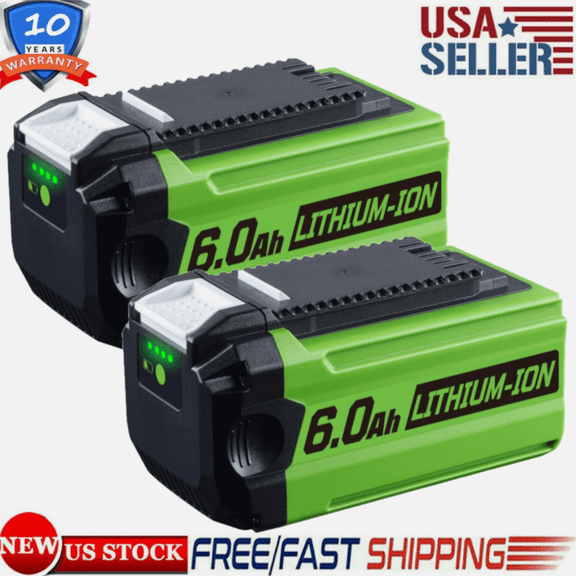 2Pack 40V 6.0Ah Battery Replace for Greenworks 40Volt Lithium Battery 29462 29252 20672 with LED Indicator Light