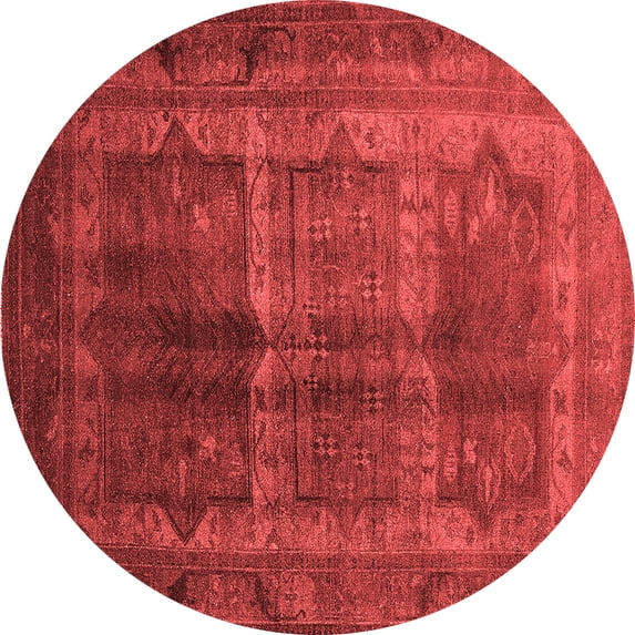 Ahgly Company Indoor Round Oriental Red Industrial Area Rugs, 4' Round